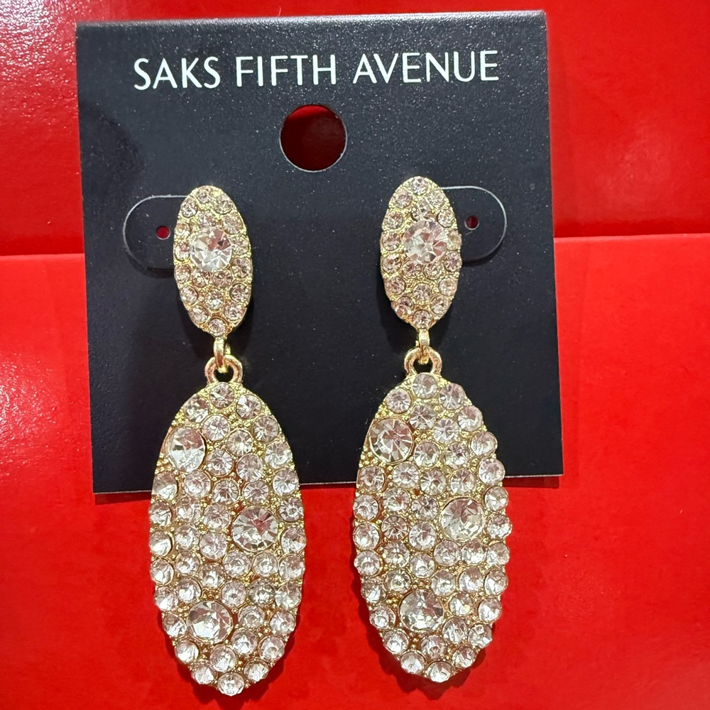 Saks Fifth Avenue Gold and Silver Crystal Drop Earrings